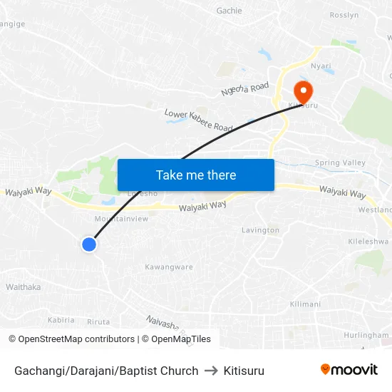 Gachangi/Darajani/Baptist Church to Kitisuru map