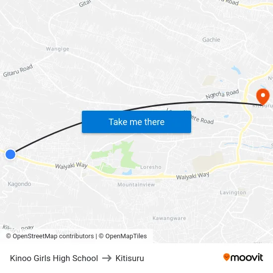 Kinoo Girls High School to Kitisuru map