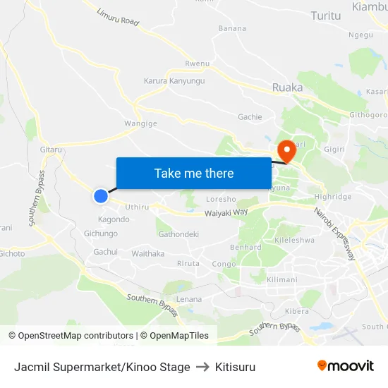 Jacmil Supermarket/Kinoo Stage to Kitisuru map