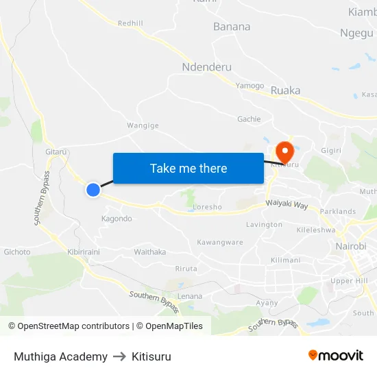 Muthiga Academy to Kitisuru map