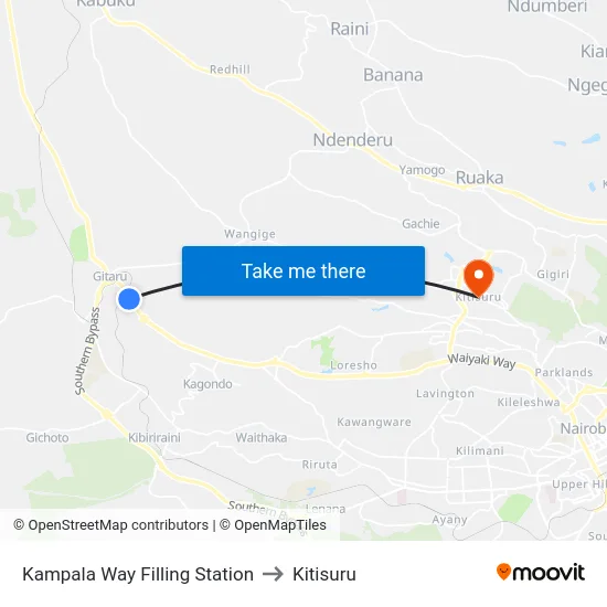 Kampala Way Filling Station to Kitisuru map