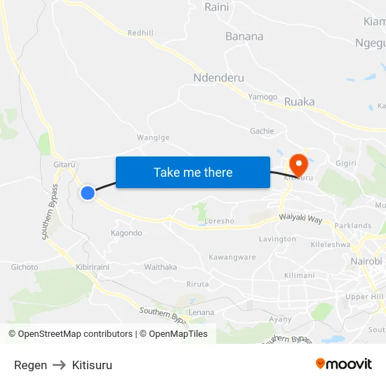 Regen to Kitisuru map