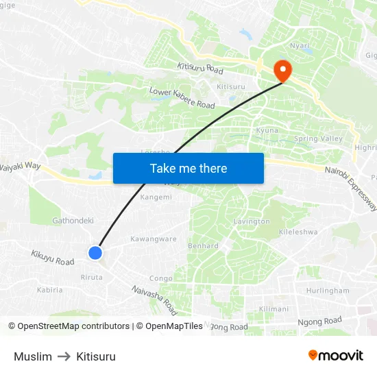 Muslim to Kitisuru map