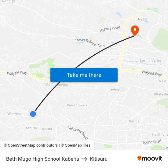 Beth Mugo High School Kaberia to Kitisuru map