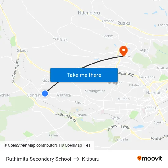 Ruthimitu Secondary School to Kitisuru map