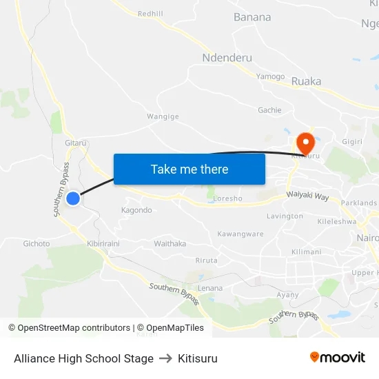 Alliance High School Stage to Kitisuru map