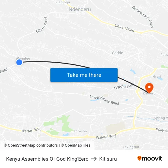 Kenya Assemblies Of God King'Eero to Kitisuru map