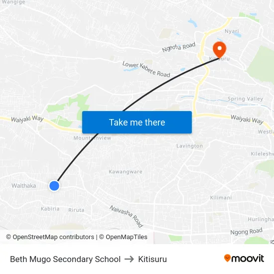 Beth Mugo Secondary School to Kitisuru map