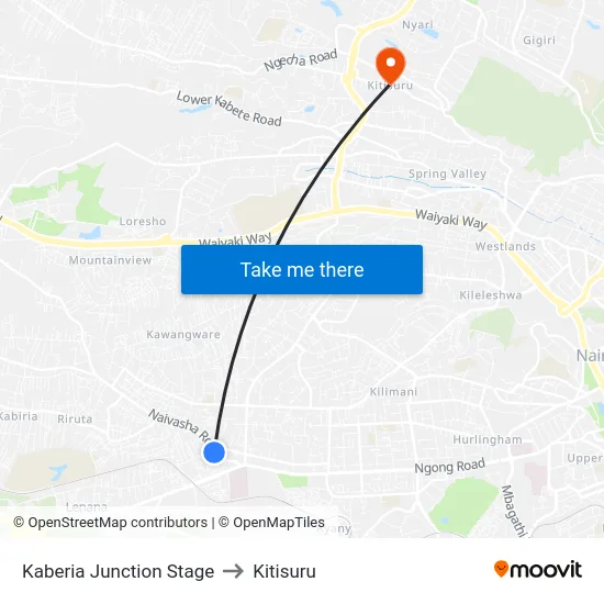 Kaberia Junction Stage to Kitisuru map