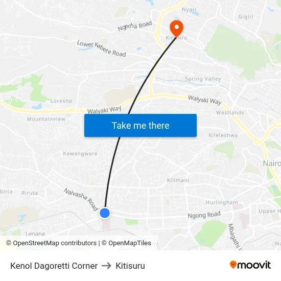 Kenol Dagoretti Corner to Kitisuru map