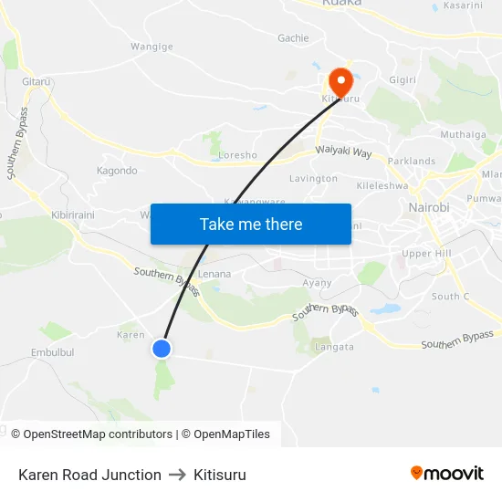 Karen Road Junction to Kitisuru map
