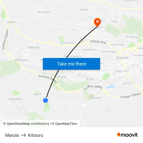 Marula to Kitisuru map