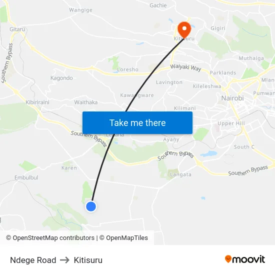 Ndege Road to Kitisuru map