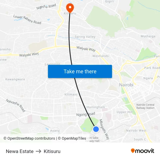 Newa Estate to Kitisuru map