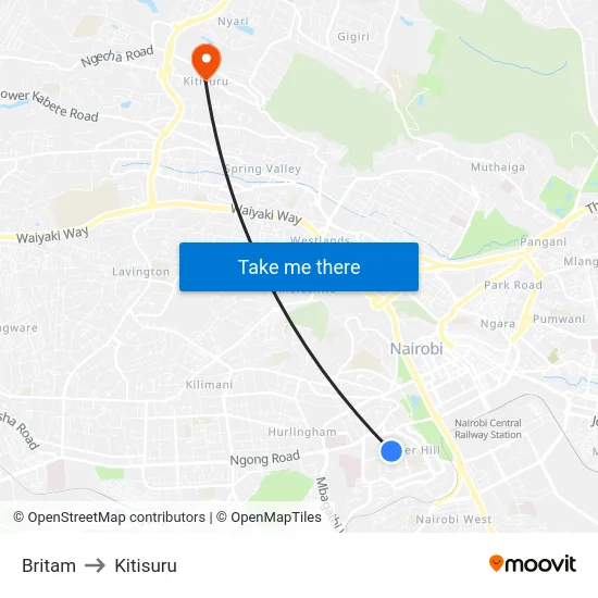 Britam to Kitisuru map