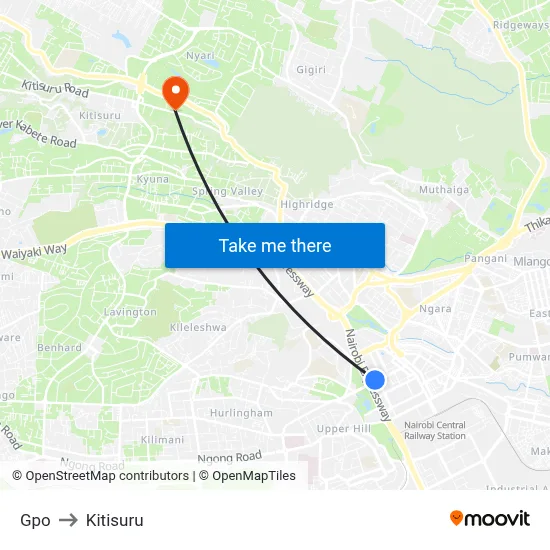 Gpo to Kitisuru map