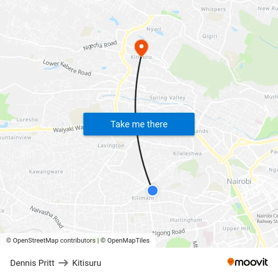 Dennis Pritt to Kitisuru map