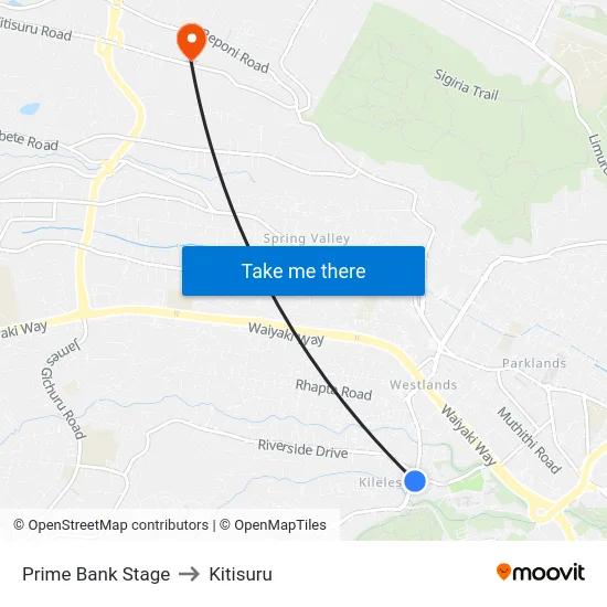 Prime Bank Stage to Kitisuru map