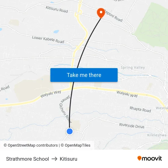Strathmore School to Kitisuru map