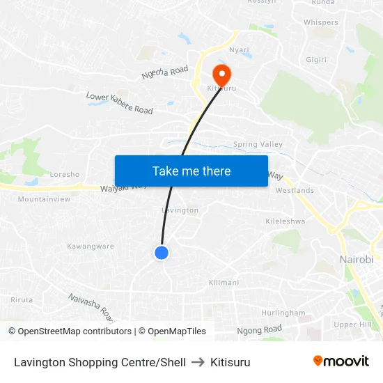 Lavington Shopping Centre/Shell to Kitisuru map