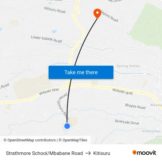 Strathmore School/Mbabane Road to Kitisuru map