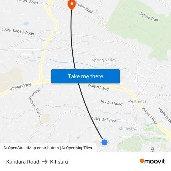Kandara Road to Kitisuru map