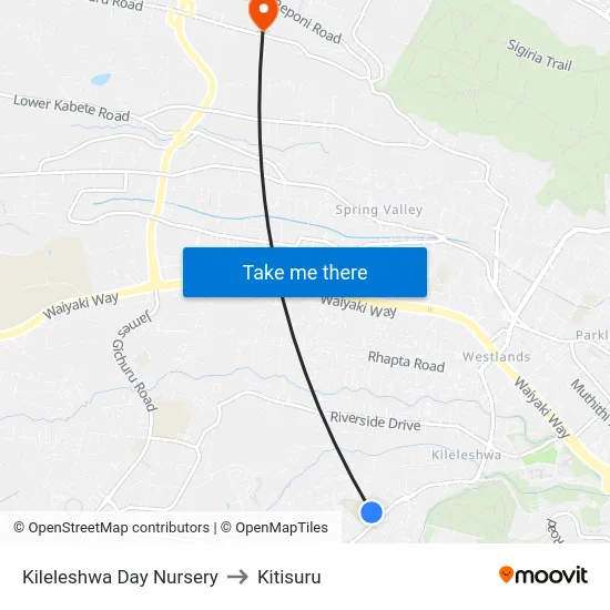Kileleshwa Day Nursery to Kitisuru map