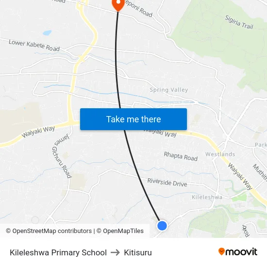 Kileleshwa Primary School to Kitisuru map