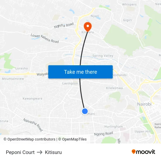 Peponi Court to Kitisuru map