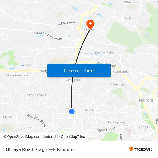 Othaya Road Stage to Kitisuru map