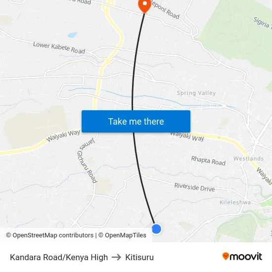 Kandara Road/Kenya High to Kitisuru map