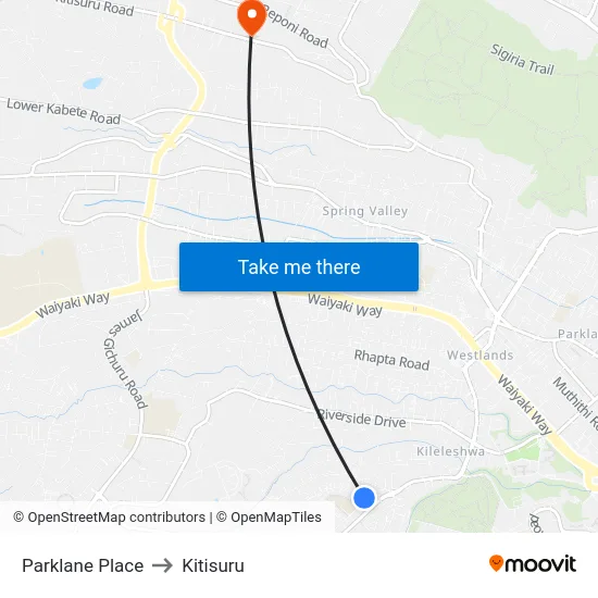 Parklane Place to Kitisuru map