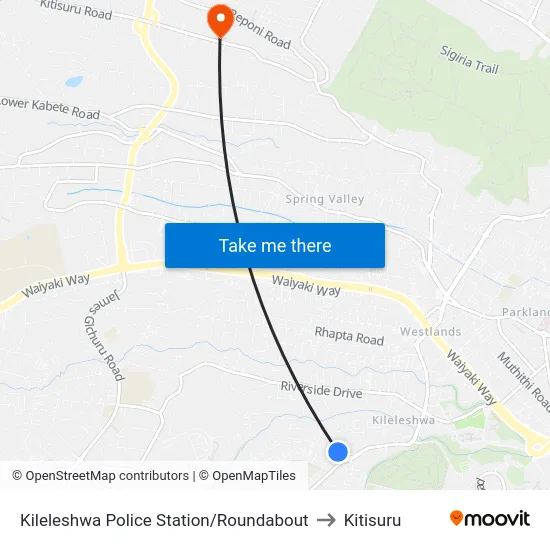 Kileleshwa Police Station/Roundabout to Kitisuru map