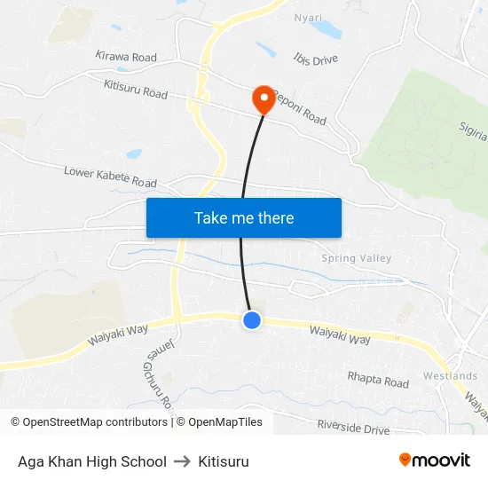Aga Khan High School to Kitisuru map