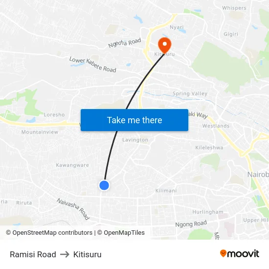 Ramisi Road to Kitisuru map
