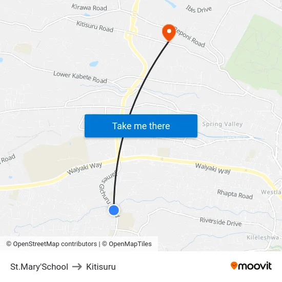 St.Mary'School to Kitisuru map
