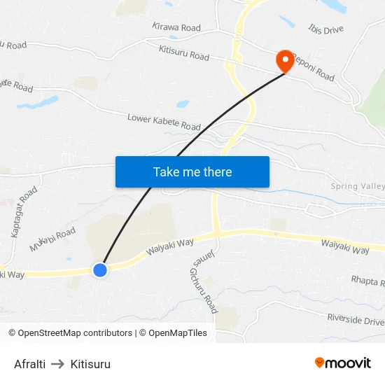 Afralti to Kitisuru map