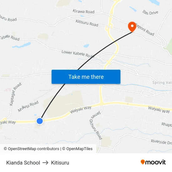 Kianda School to Kitisuru map