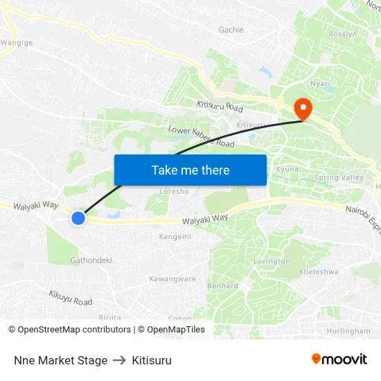 Nne Market Stage to Kitisuru map