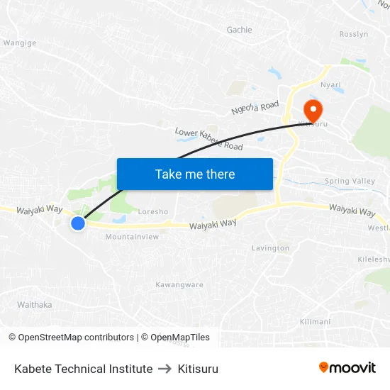 Kabete Technical Institute to Kitisuru map