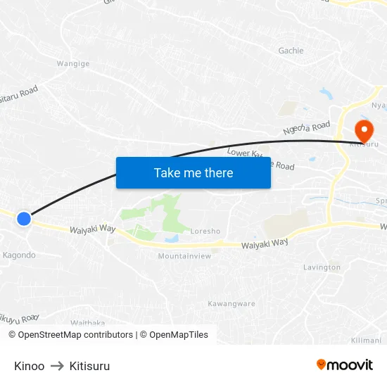 Kinoo to Kitisuru map