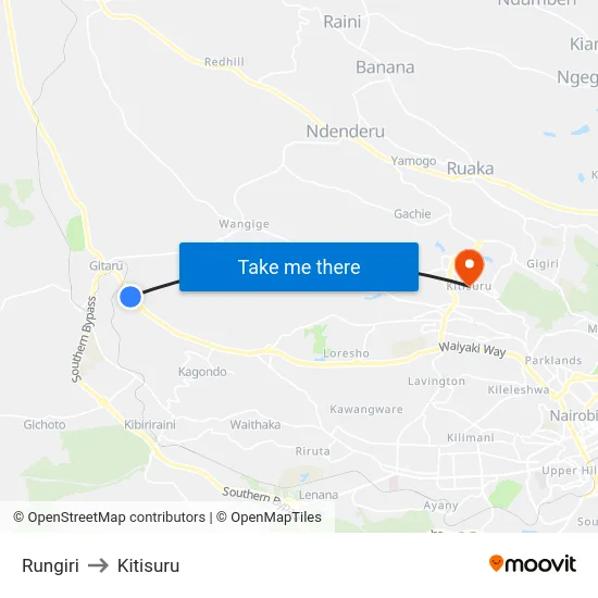 Rungiri to Kitisuru map