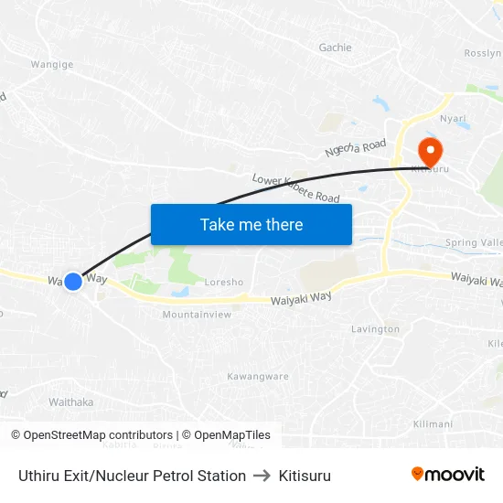 Uthiru Exit/Nucleur Petrol Station to Kitisuru map