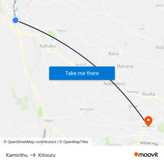 Kamirithu to Kitisuru map