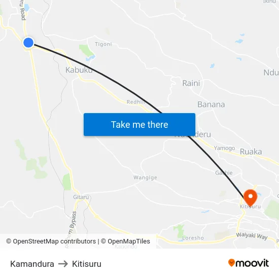 Kamandura to Kitisuru map
