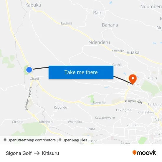 Sigona Golf to Kitisuru map