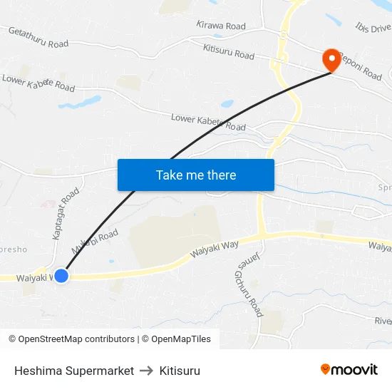 Heshima Supermarket to Kitisuru map