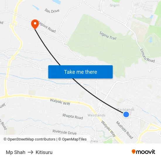 Mp Shah to Kitisuru map