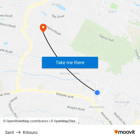 Sarit to Kitisuru map
