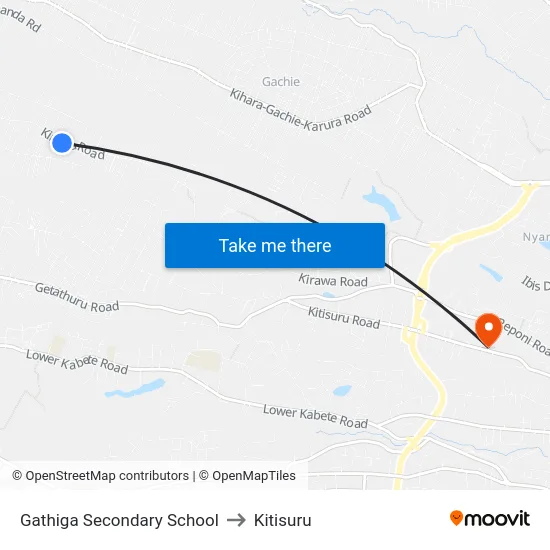 Gathiga Secondary School to Kitisuru map